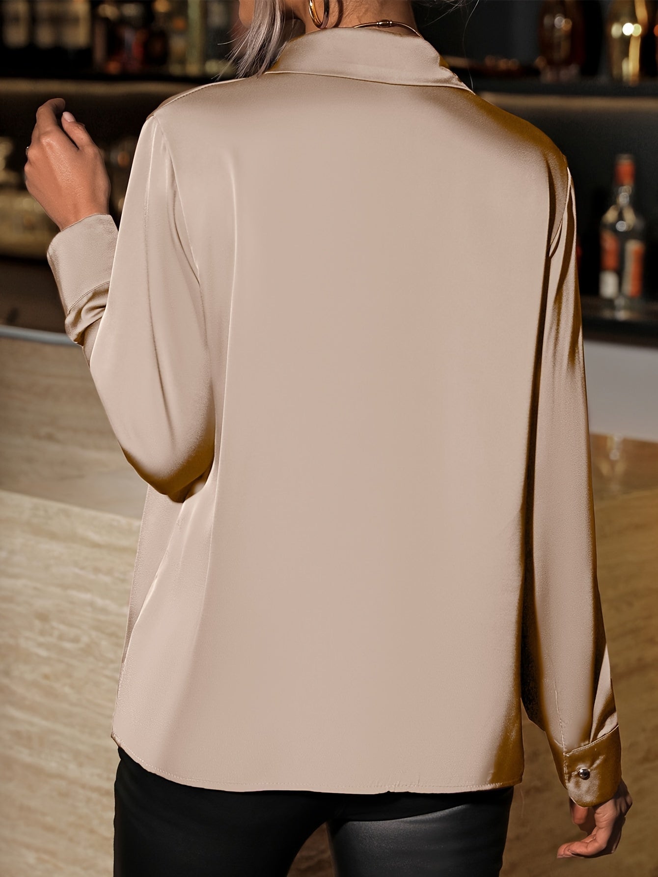 Lapel Collar Long Sleeve Elegant Shirt