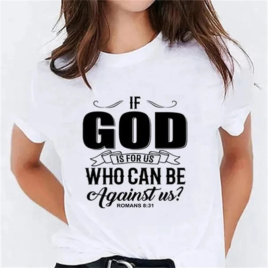 If God Is For Us Letter Printed T-Shirt