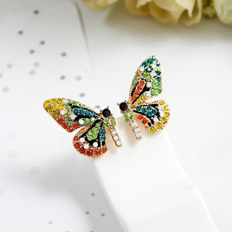 Graceful Shiny Multicolor Zircon Butterfly Stud Earrings