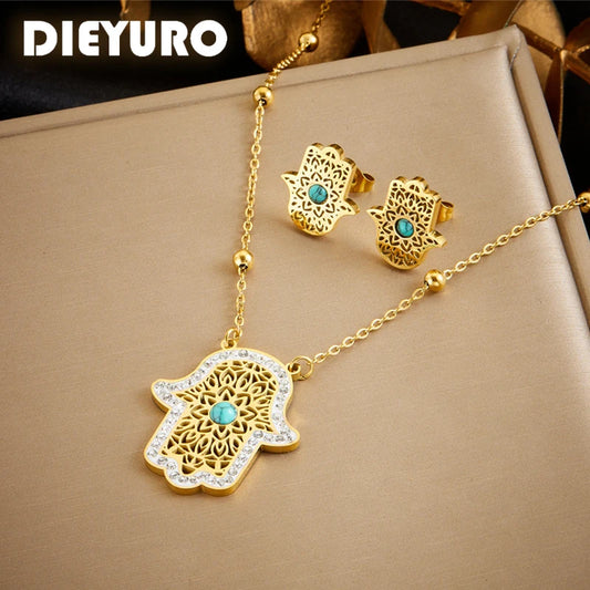 Stainless Steel Golden Retro Jewelry Set