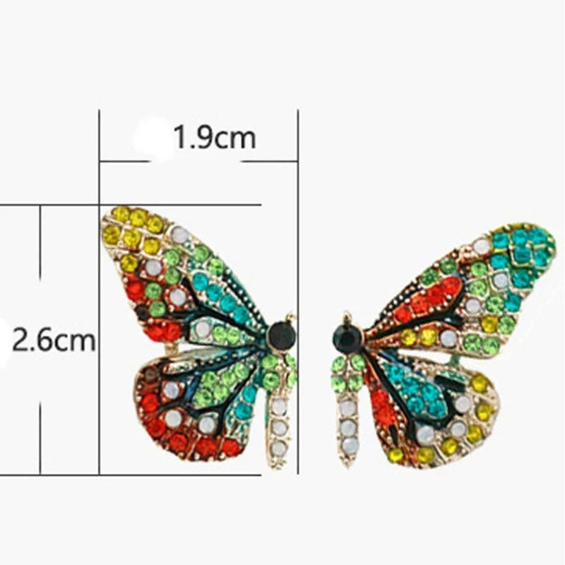 Graceful Shiny Multicolor Zircon Butterfly Stud Earrings