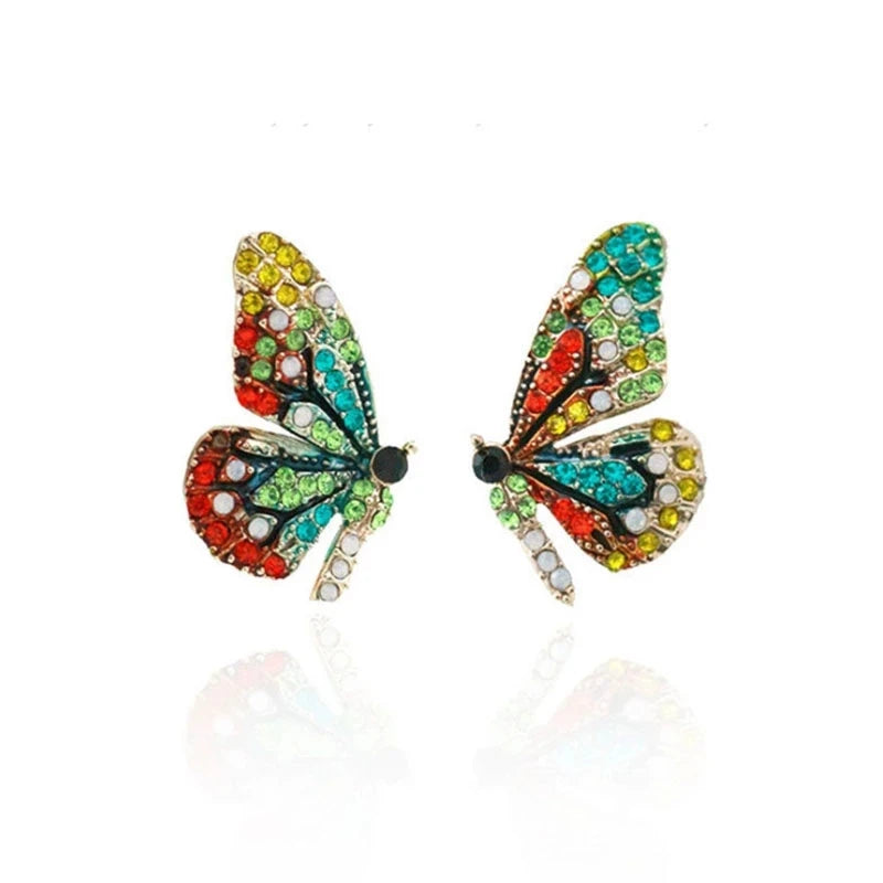 Graceful Shiny Multicolor Zircon Butterfly Stud Earrings